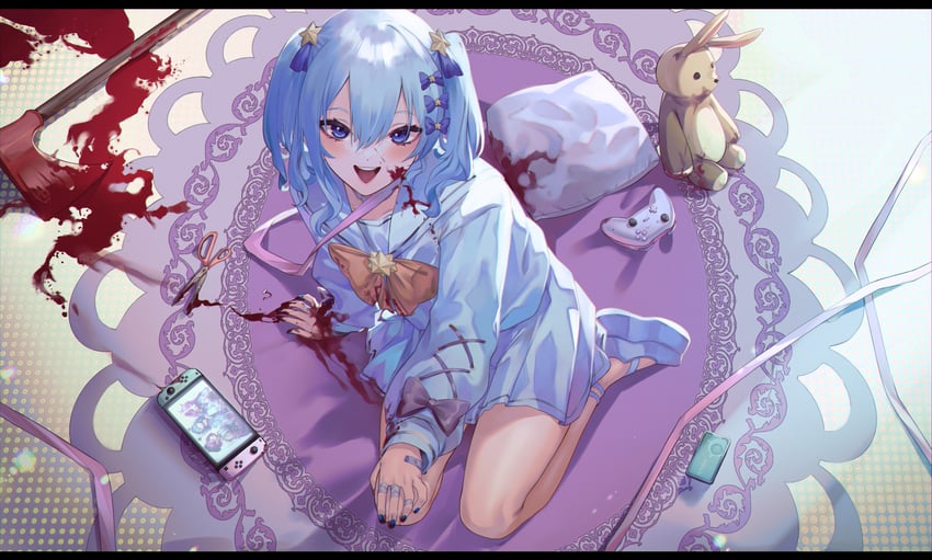 hoshimachi suisei, minato aqua, tokoyami towa, and chouzetsusaikawa tenshi-chan (hololive and 1 more) drawn by eredhen