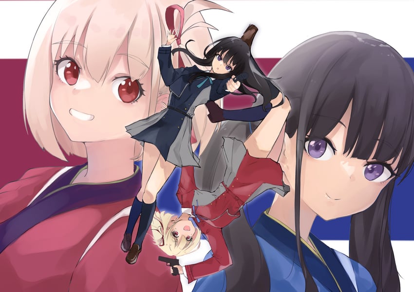 nishikigi chisato and inoue takina (lycoris recoil) drawn by chankuro
