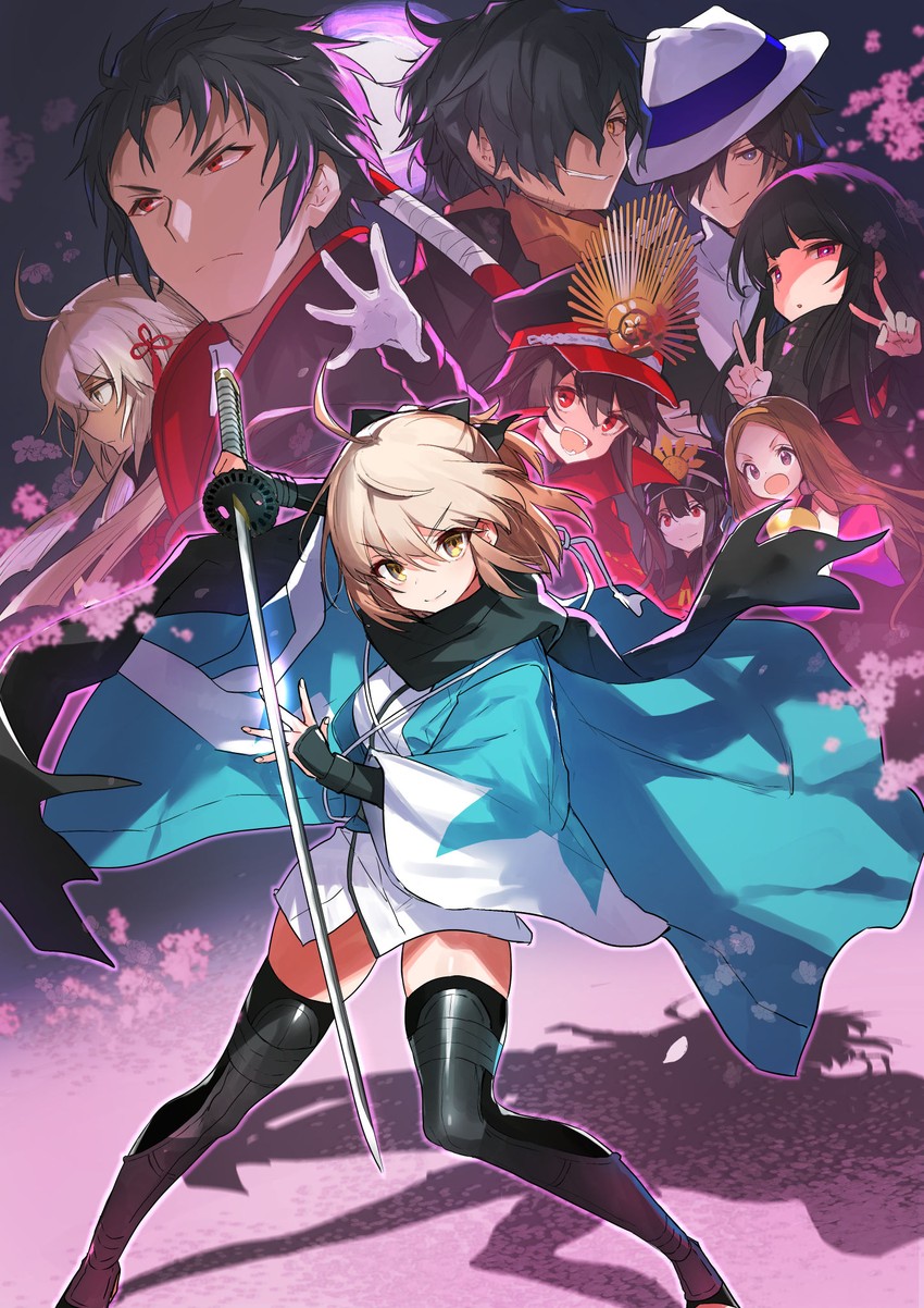 okita souji, oda nobunaga, okita souji alter, oda nobukatsu, okada izou, and 4 more (fate and 2 more) drawn by hayama_eishi