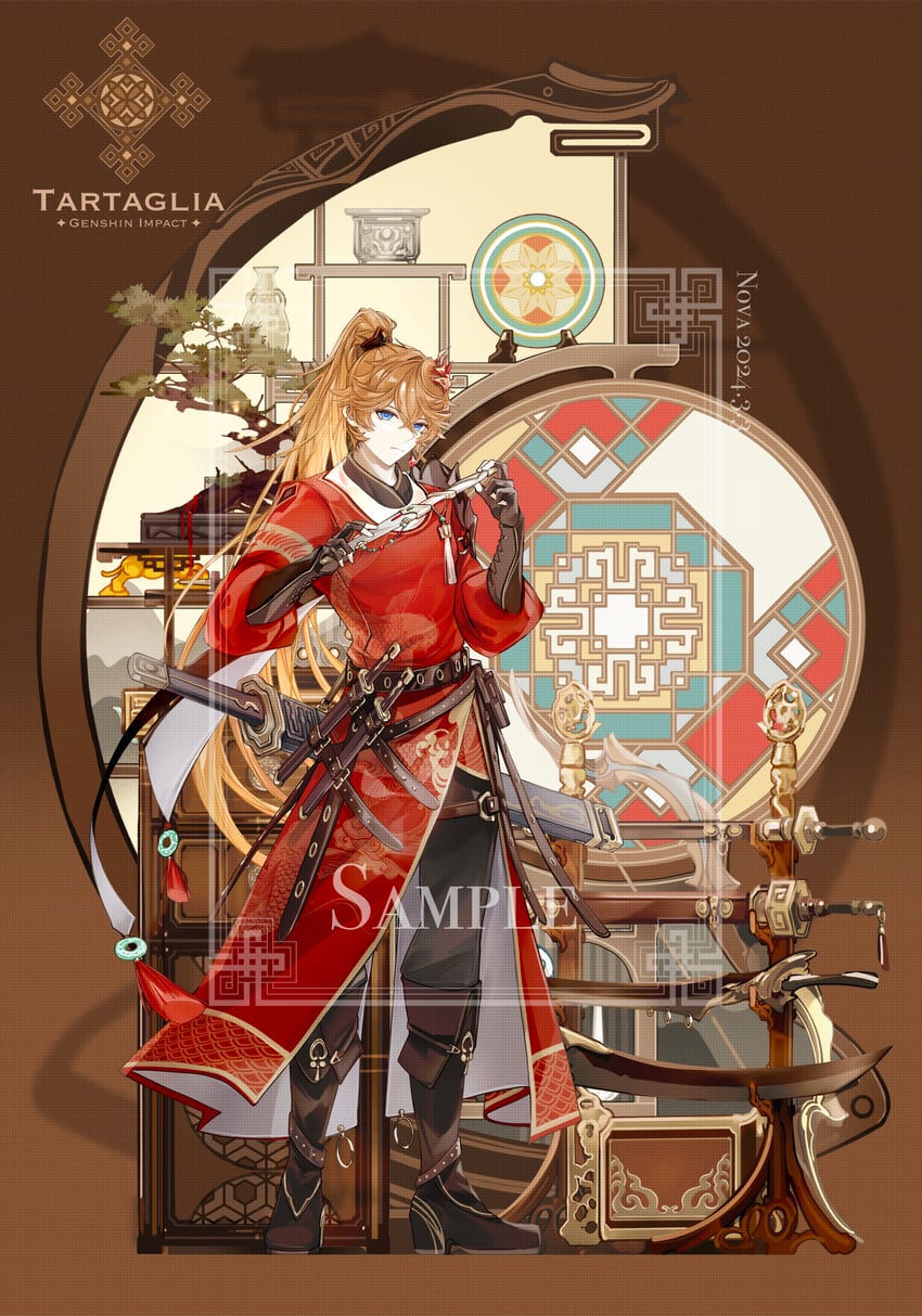tartaglia (genshin impact) drawn by nnnnnova