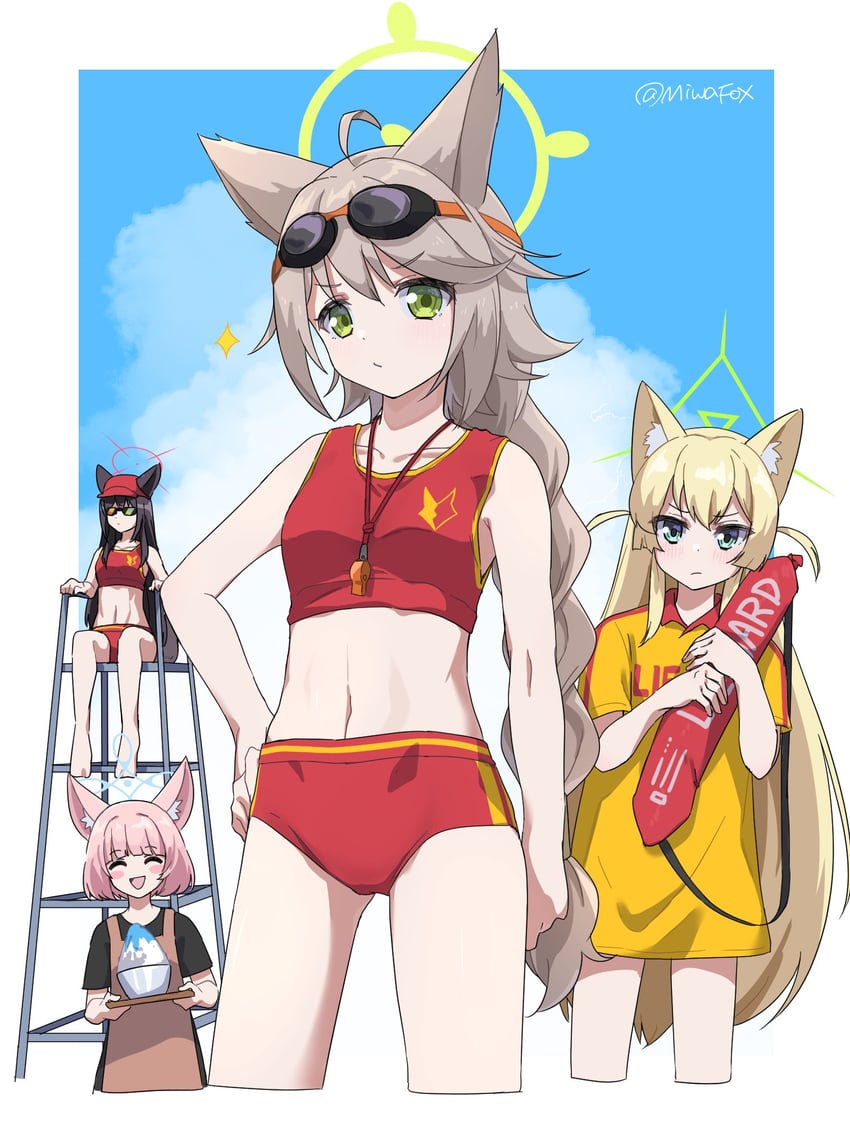 niko, otogi, kurumi, and yukino (blue archive) drawn by minowa_sukyaru