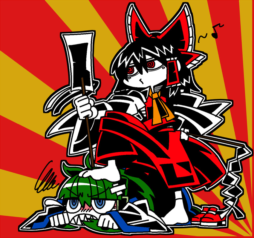 hakurei reimu and kochiya sanae (touhou) drawn by suenari_(peace)