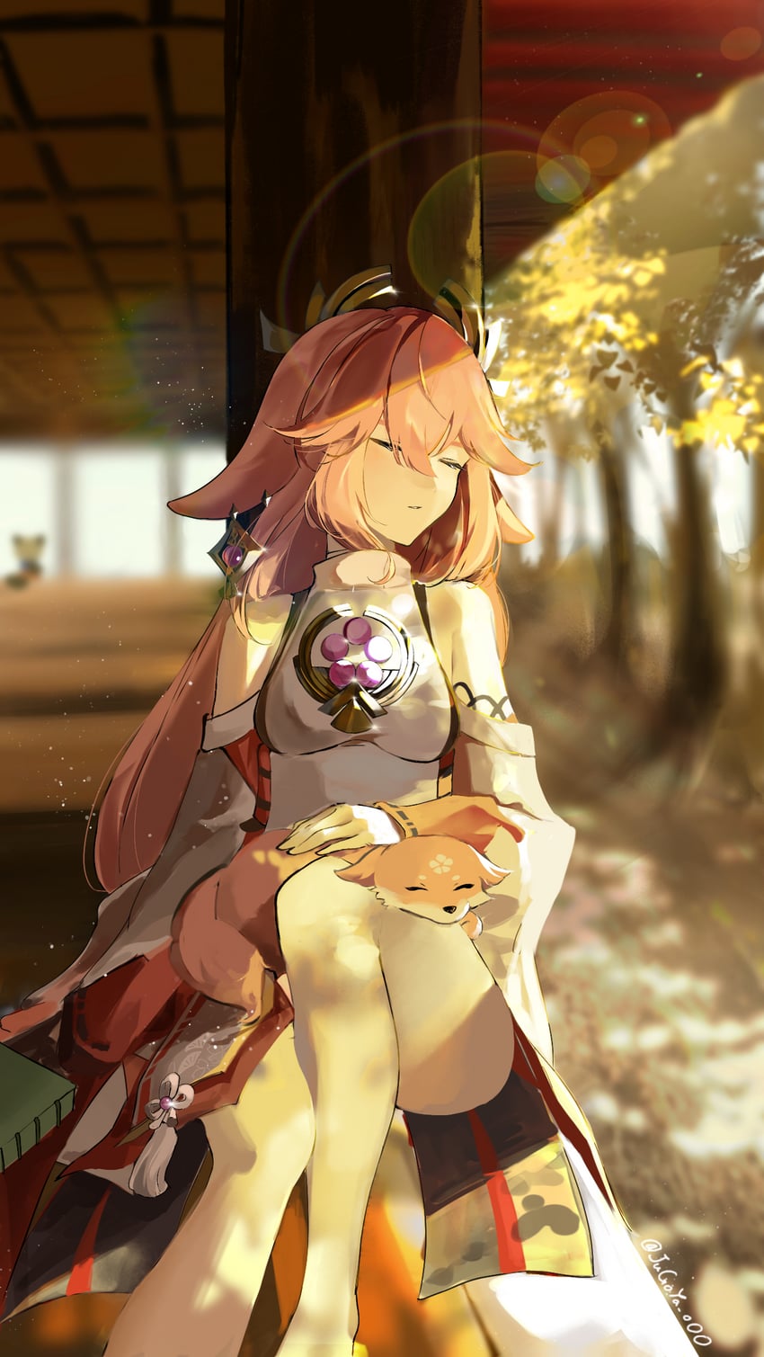 yae miko and sayu (genshin impact) drawn by stella_(105_yoru)