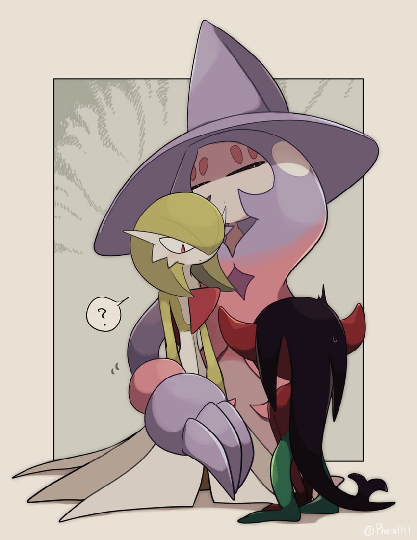 gardevoir, hatterene, and morgrem (pokemon) drawn by a-nya