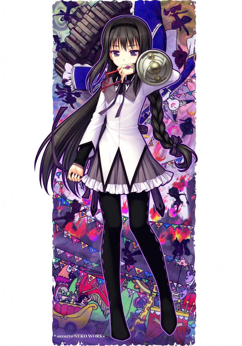 akemi homura and walpurgisnacht (mahou shoujo madoka magica) drawn by sayori_(neko_works)
