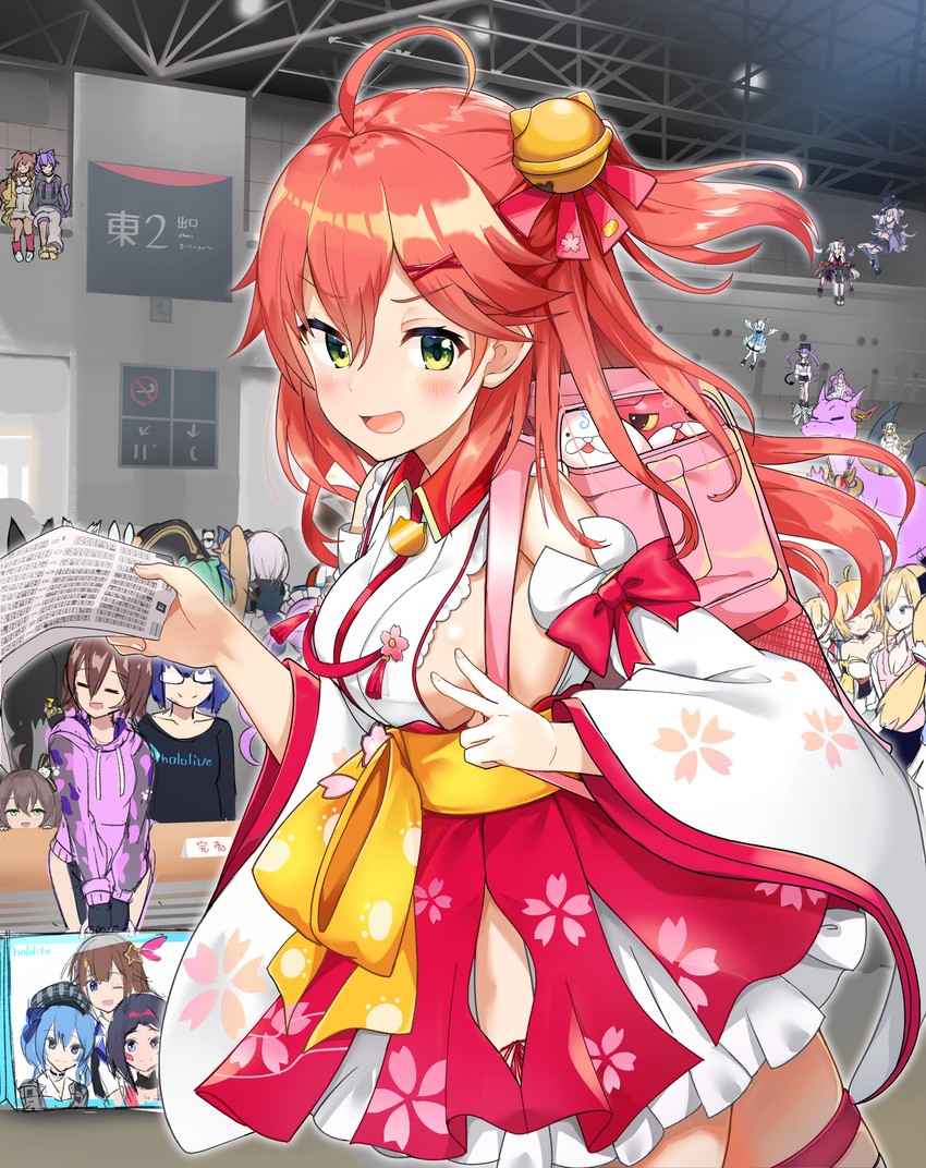 houshou marine, shirakami fubuki, hoshimachi suisei, usada pekora, nekomata okayu, and 28 more (hololive) drawn by satobitob