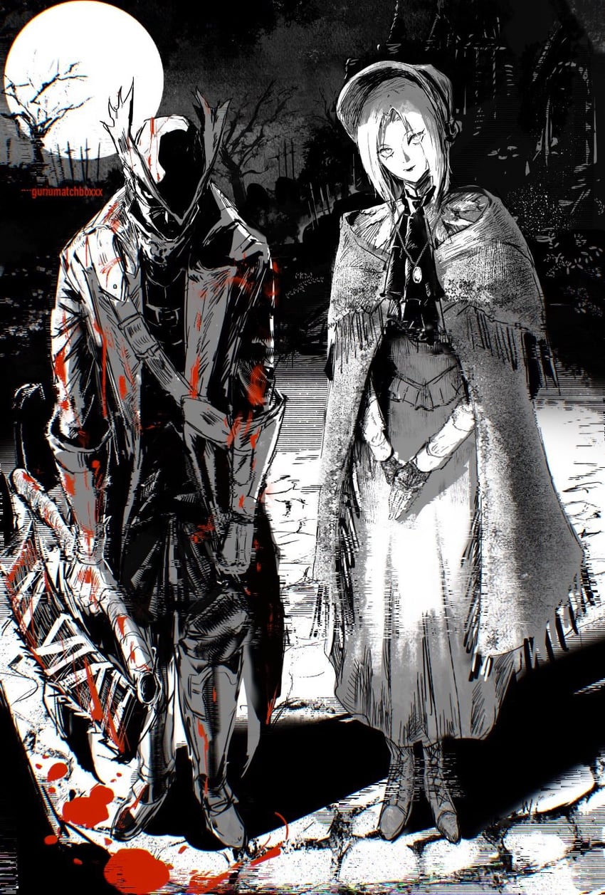 hunter and plain doll (bloodborne) drawn by guri_otoko
