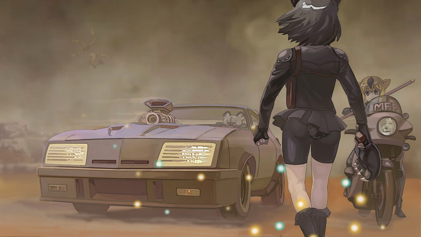 brown bear, sand cat, golden snub-nosed monkey, african wild dog, and pursuit special (kemono friends and 1 more) drawn by yamachan_(niconico2951569)