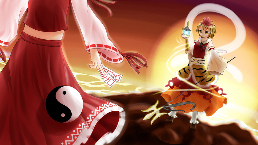 hakurei reimu and toramaru shou (touhou) drawn by uudensha