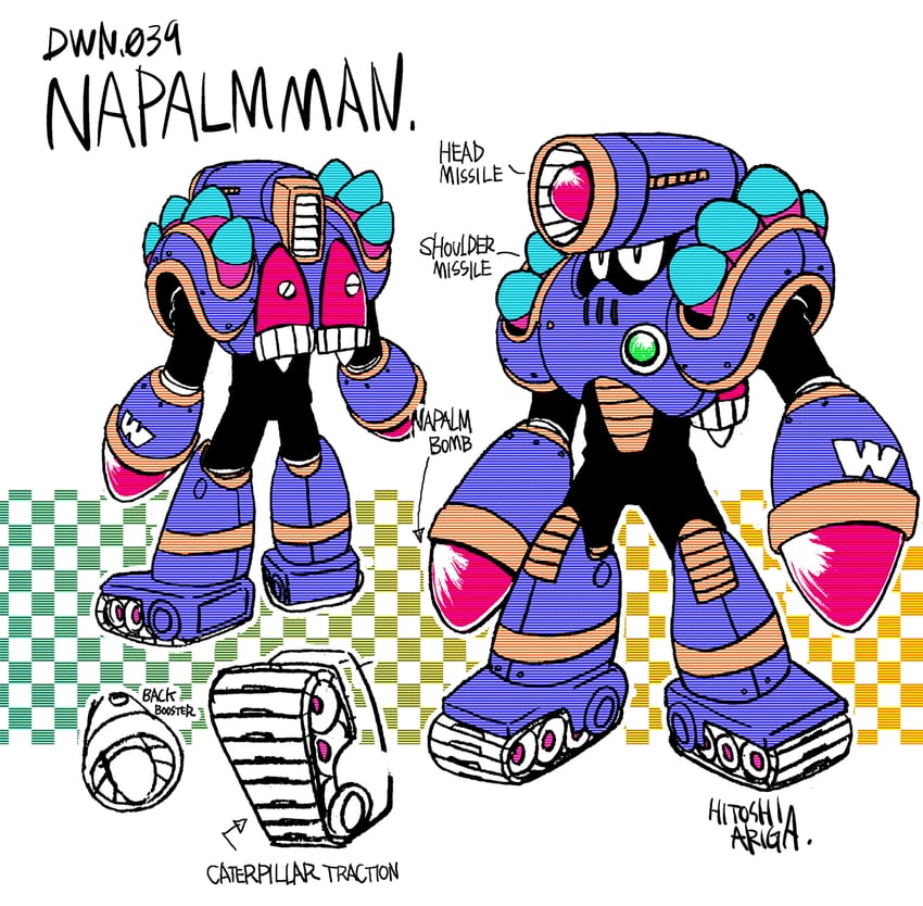 napalm man (mega man and 2 more) drawn by ariga_hitoshi