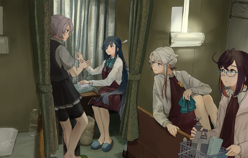 shiranui, hayashimo, okinami, and akishimo (kantai collection) drawn by kuragare