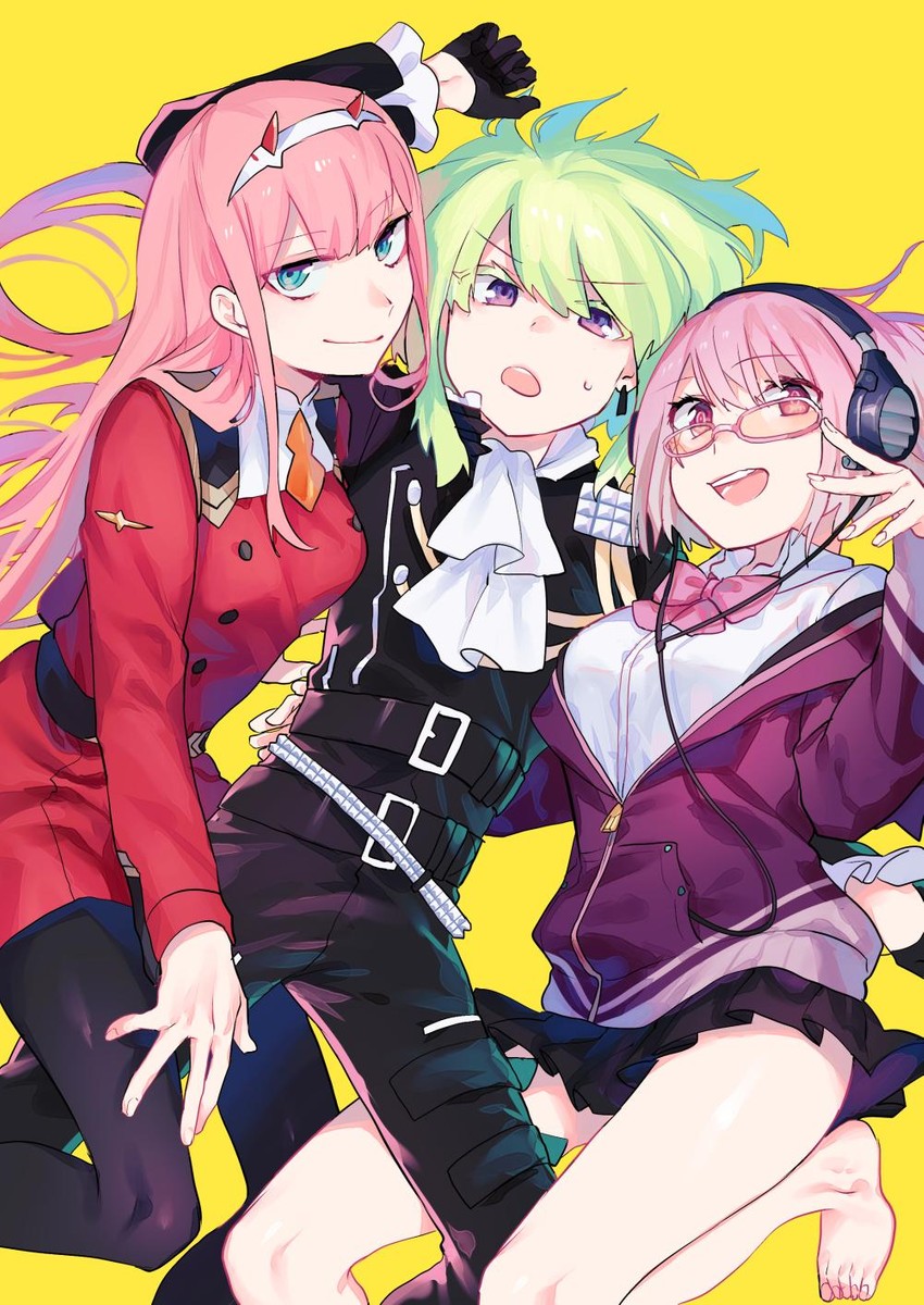 zero two, shinjou akane, and lio fotia (gridman universe and 4 more) drawn by moegi0926
