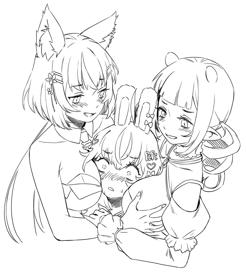 pipkin pippa, chisaka airi, and dizzy dokuro (phase connect) drawn by agemmata