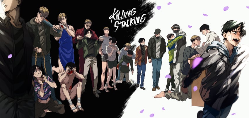 oh sangwoo and yoon bum (killing stalking) drawn by oba-min