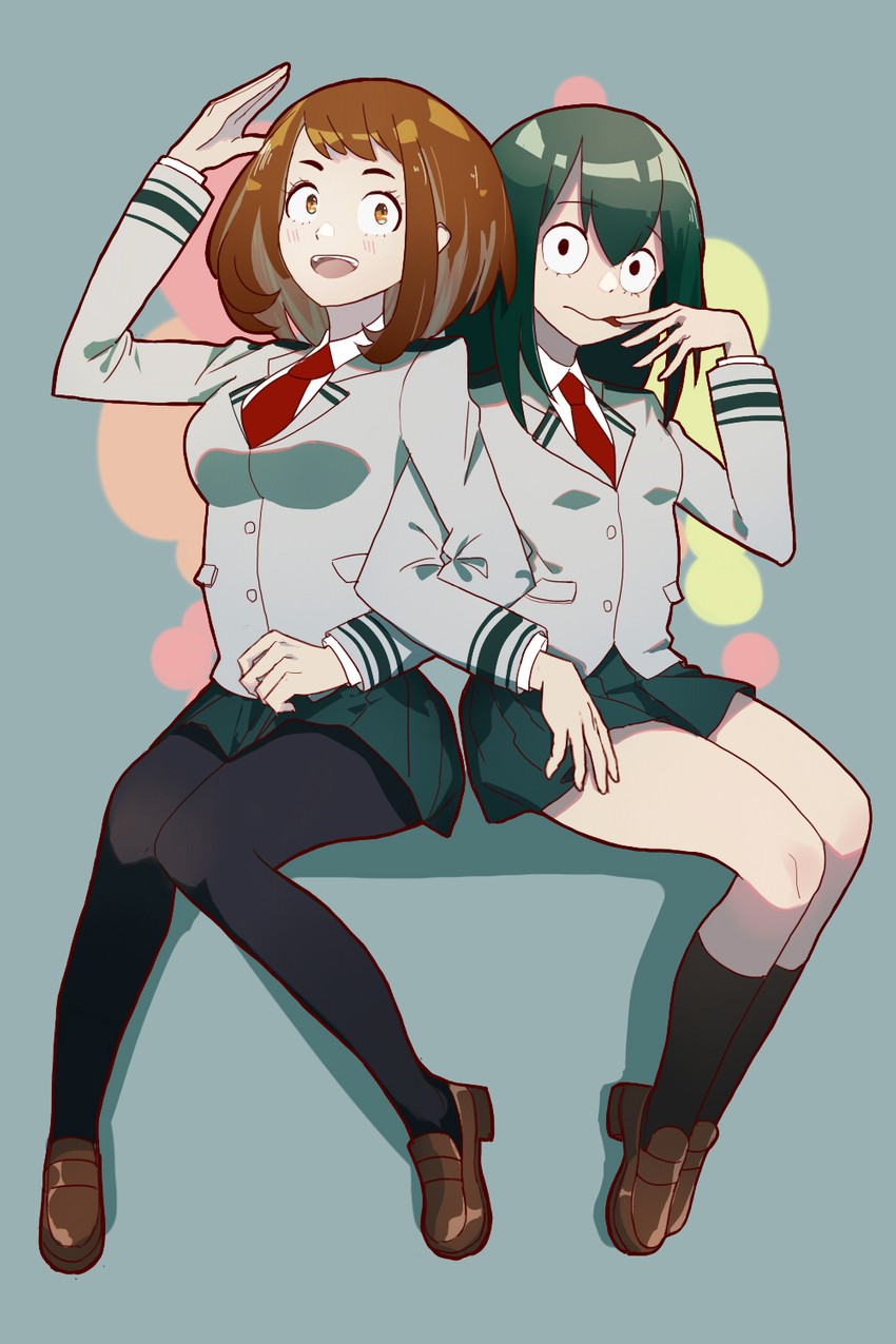 uraraka ochaco and asui tsuyu (boku no hero academia) drawn by vic_(vedream)
