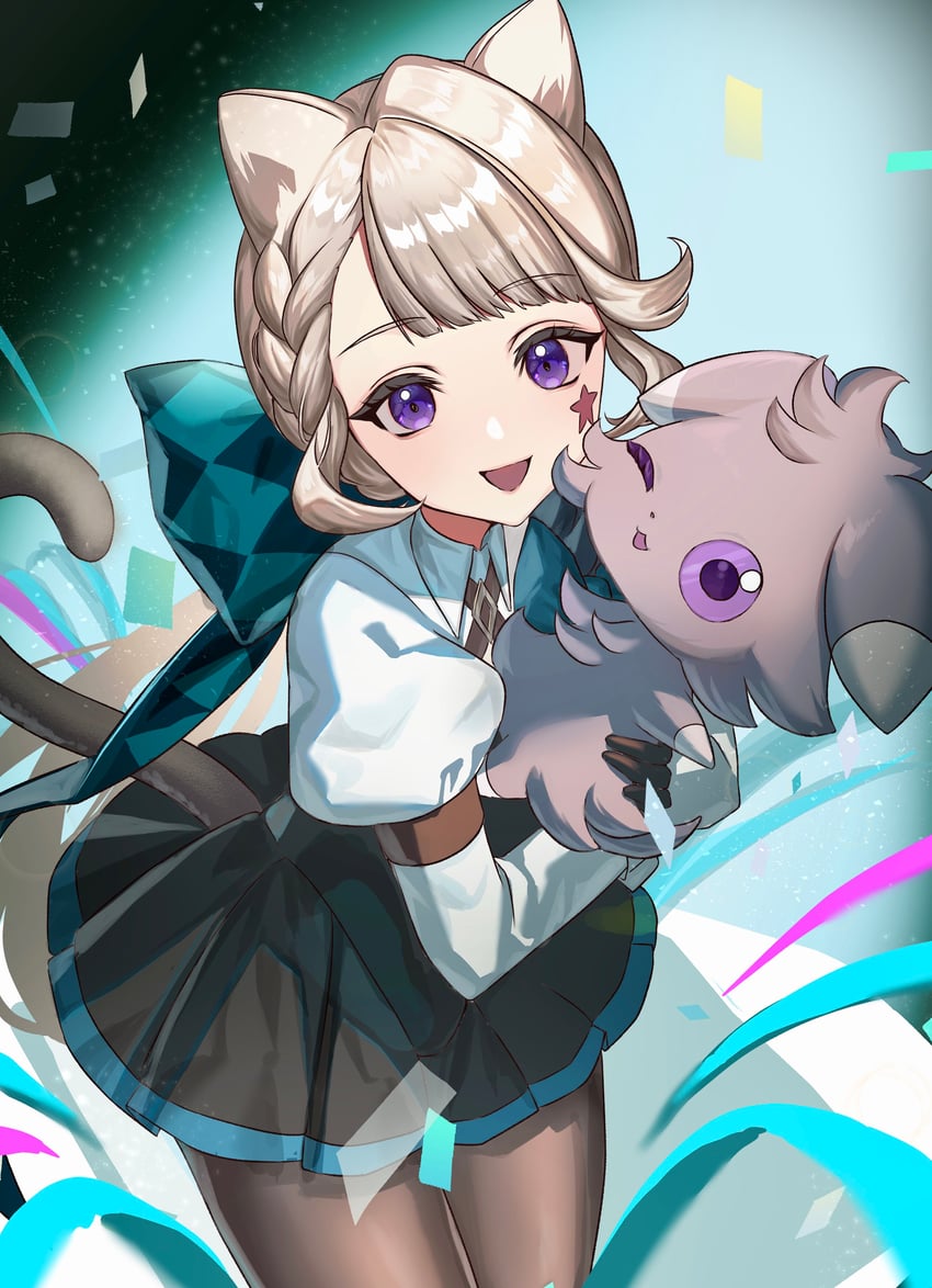 lynette and espurr (pokemon and 1 more) drawn by il0ha_genshin