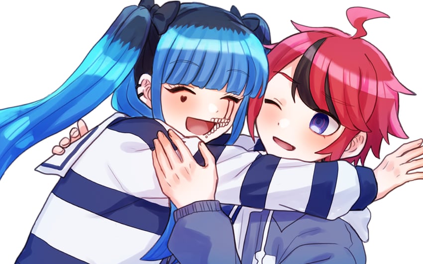 sumino takumi and amemiya darumi (the hundred line -last defense academy-) drawn by momo_(momo_2muco)