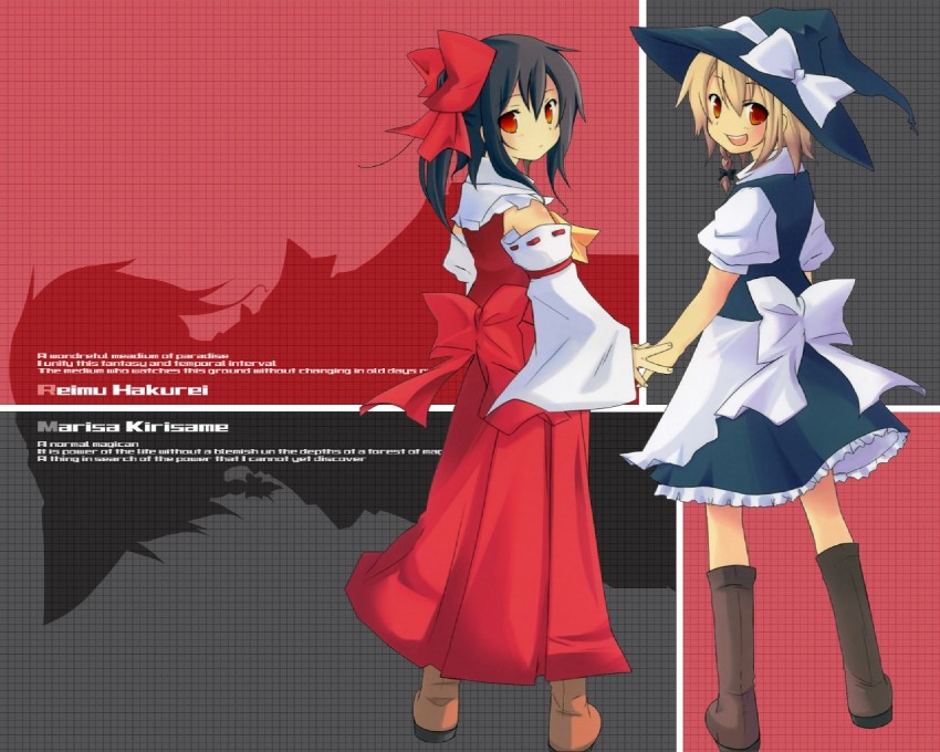 hakurei reimu and kirisame marisa (touhou) drawn by irukawa_oruka