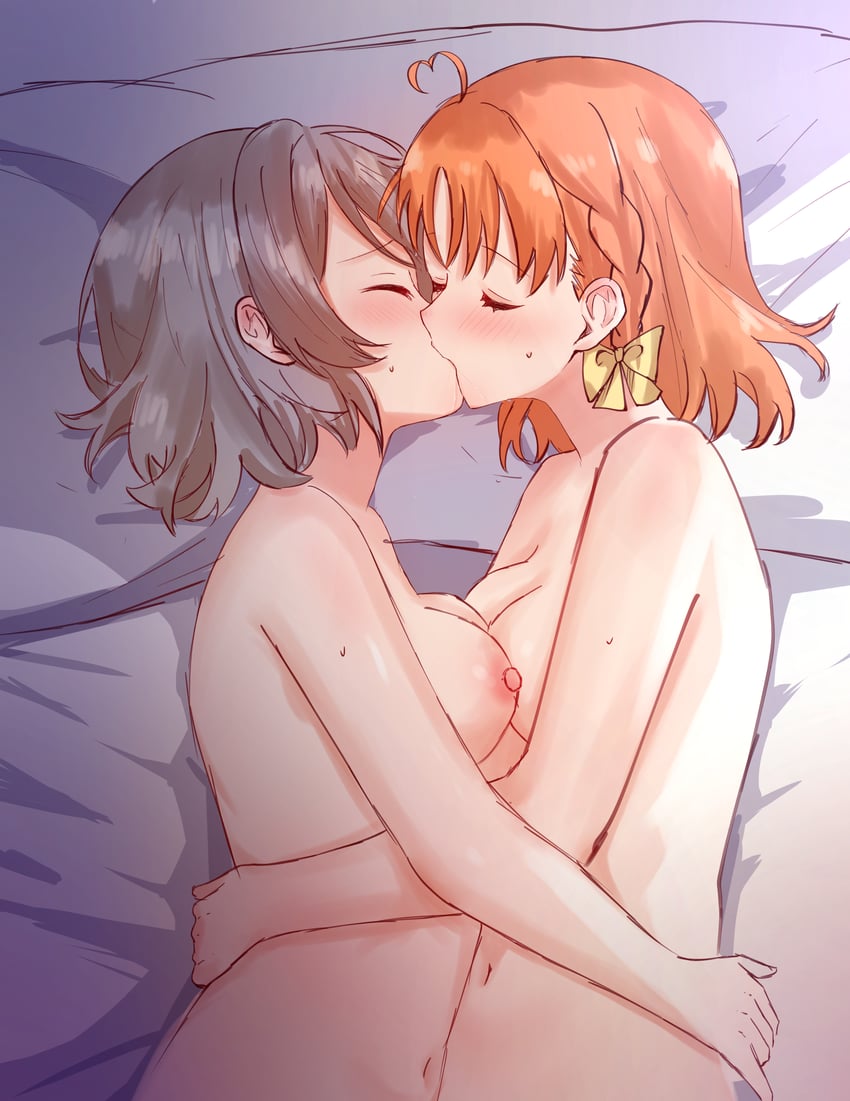 watanabe you and takami chika (love live! and 1 more) drawn by kuntze