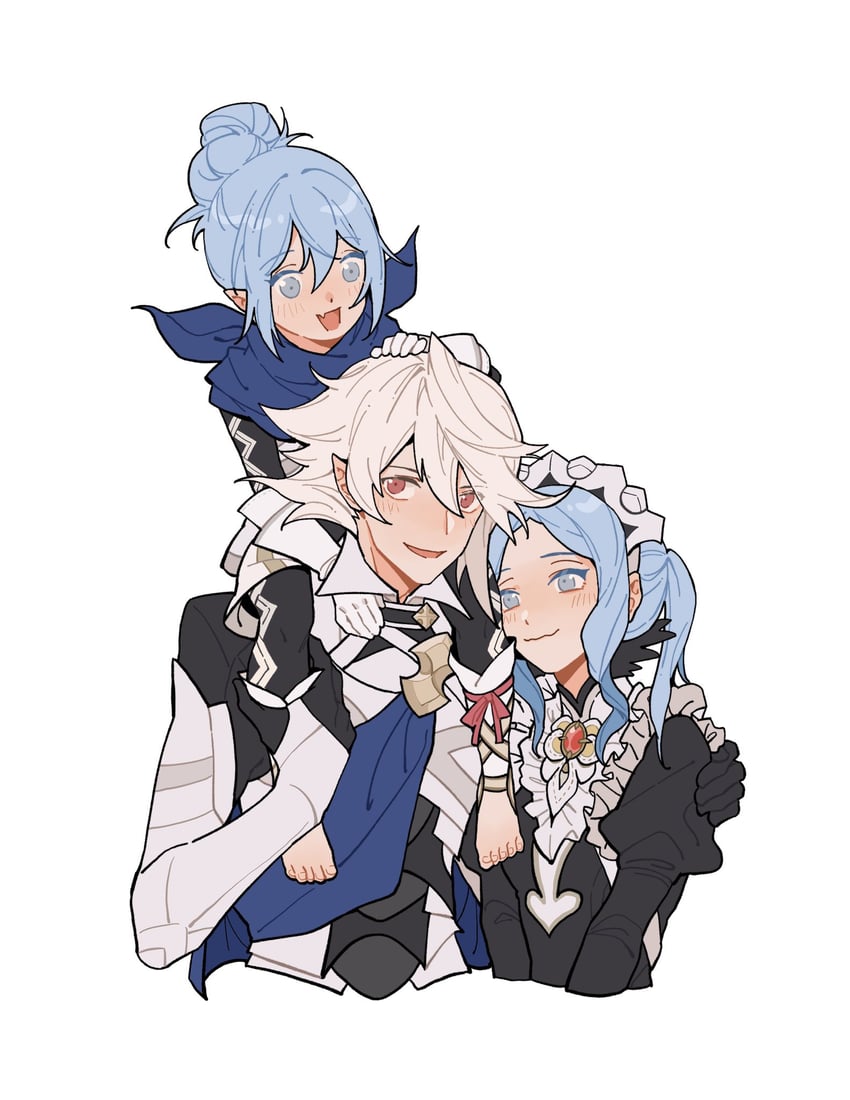 male corrin, flora, and female kana (fire emblem and 1 more) drawn by julianlynnnn