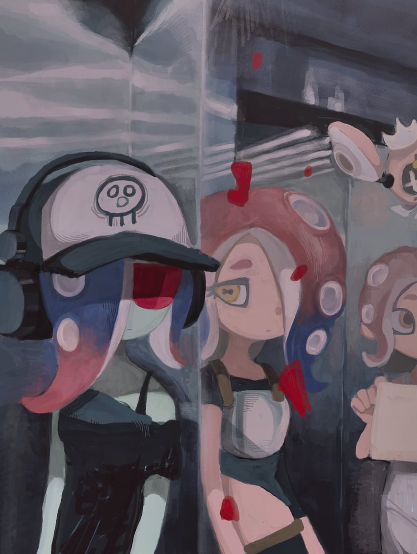 octoling player character, octoling girl, pearl, agent 8, dedf1sh, and 1 more (splatoon and 2 more) drawn by dr_mice