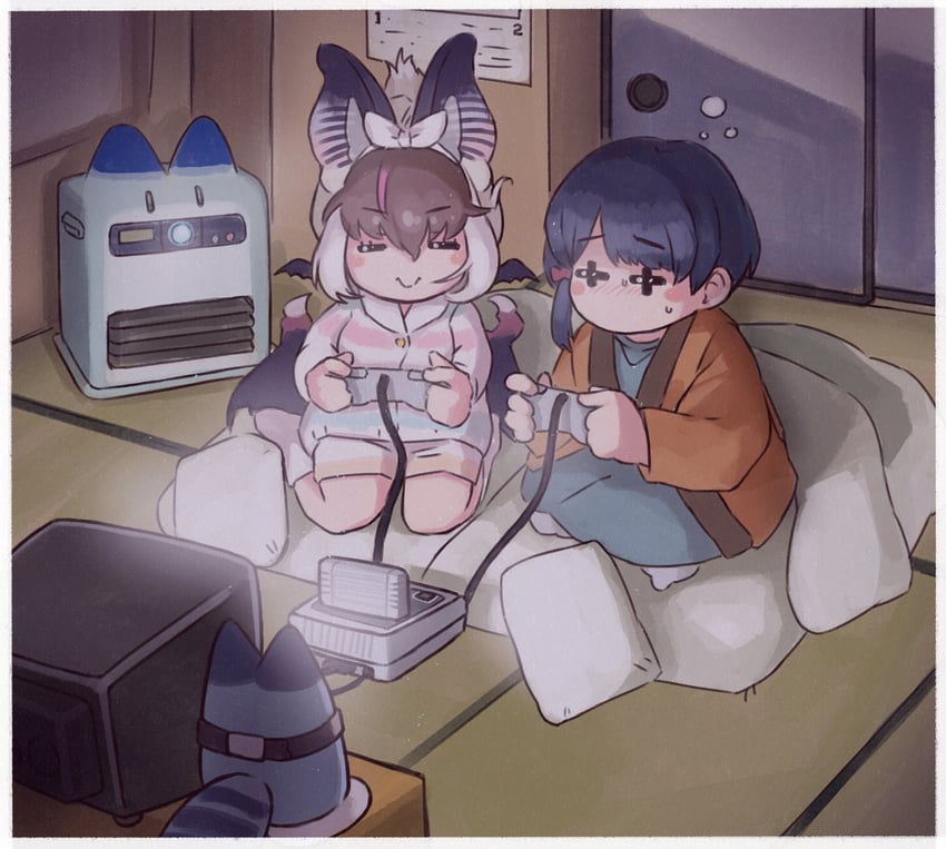 lucky beast, captain, and brown long-eared bat (kemono friends and 2 more) drawn by toriny