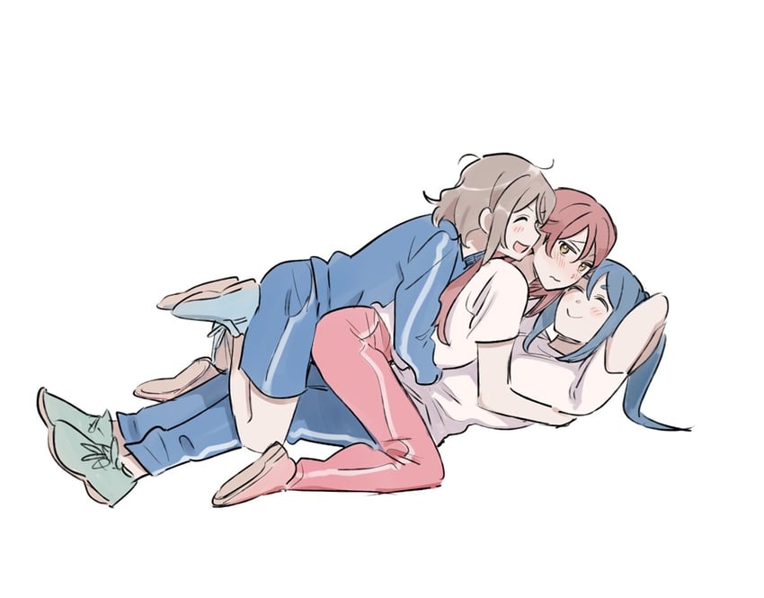 watanabe you, sakurauchi riko, and matsuura kanan (love live! and 1 more) drawn by pito_(sh02327)