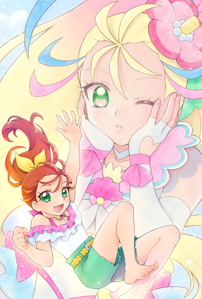 natsuumi manatsu and cure summer (precure and 1 more) drawn by aizen_(syoshiyuki)
