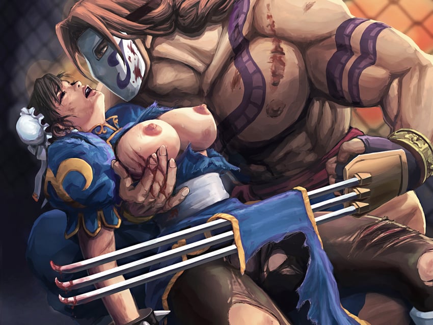 chun-li and vega (street fighter) drawn by tare-katsu