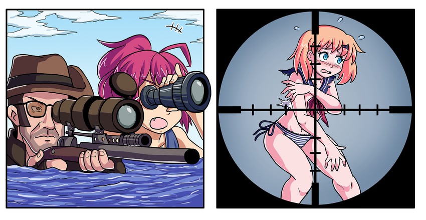i-168, sniper, and yorktown (kantai collection and 2 more) drawn by ian_dimas