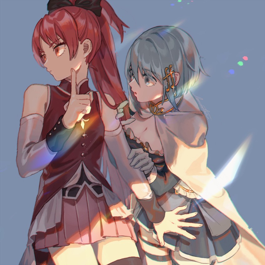 miki sayaka and sakura kyoko (mahou shoujo madoka magica) drawn by lemontea