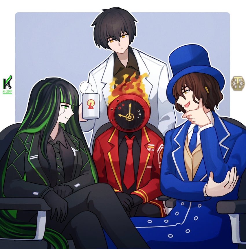 dante, ayin, alfonso, and hubert (project moon and 2 more) drawn by gredell_elle