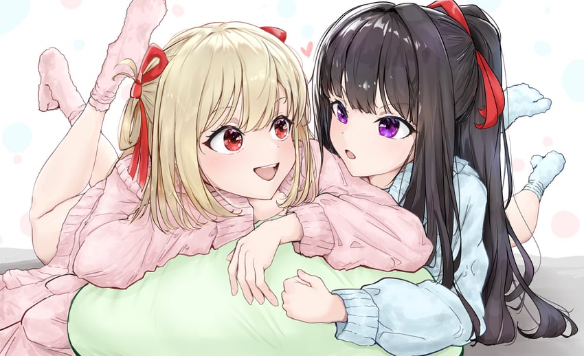 nishikigi chisato and inoue takina (lycoris recoil) drawn by 113hue