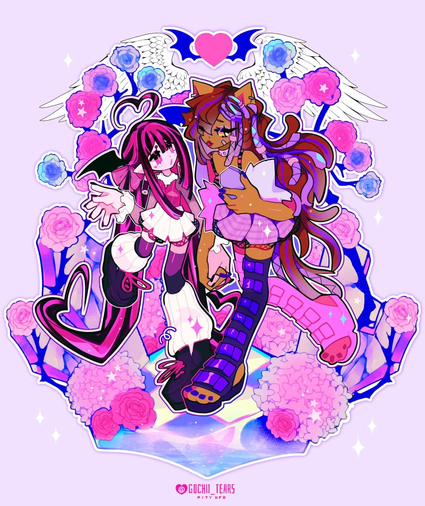 draculaura and clawdeen wolf (monster high) drawn by gochii_tears