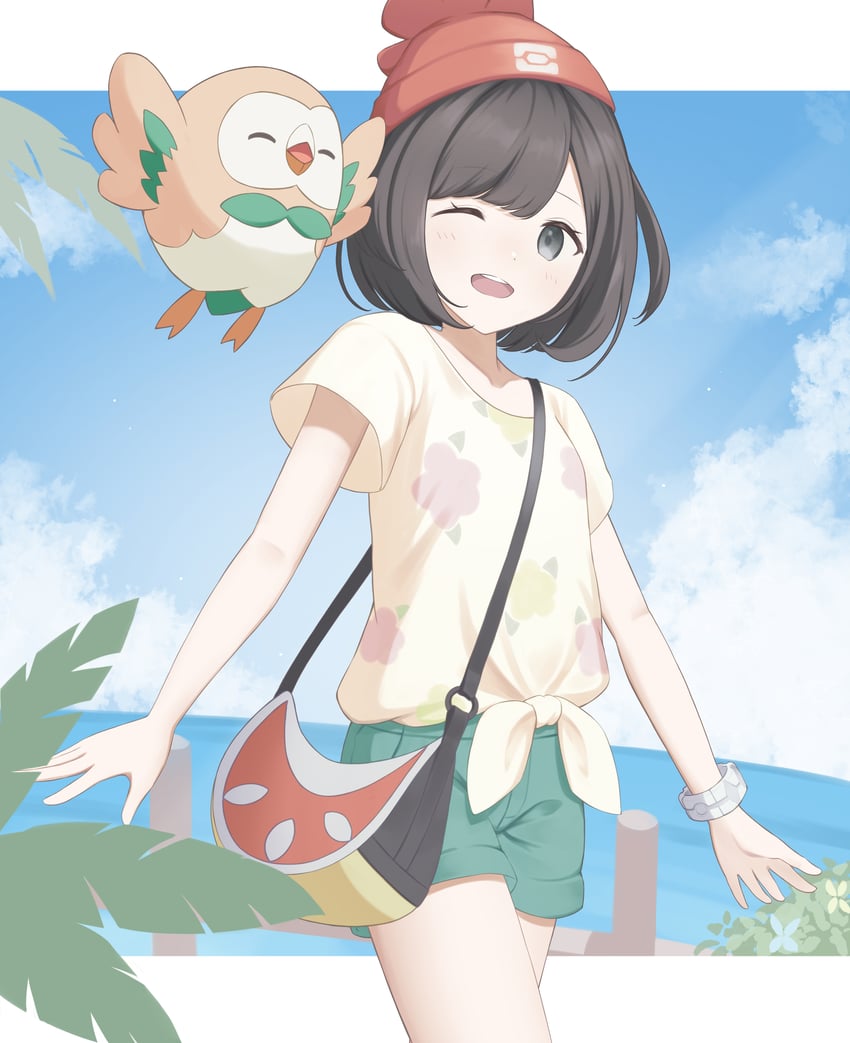 selene and rowlet (pokemon and 1 more) drawn by kotokoto_(pixiv_105451061)