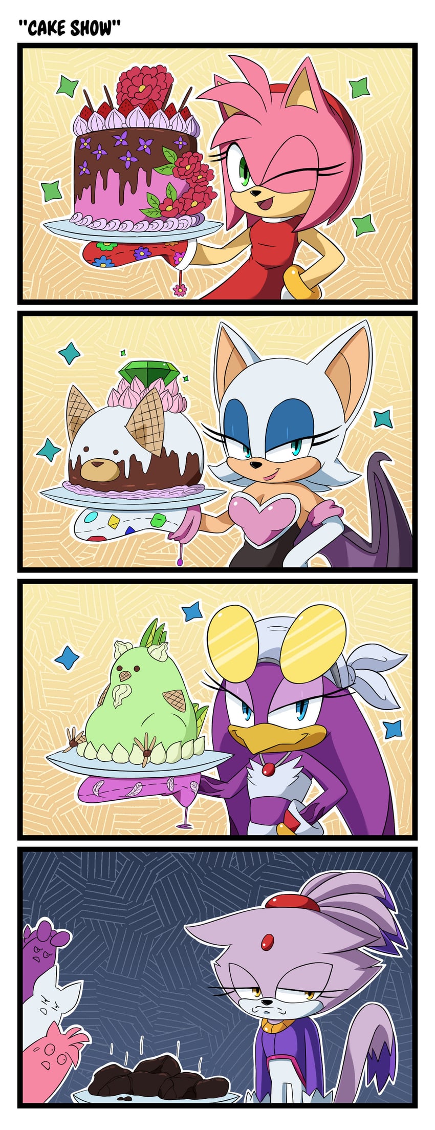 amy rose, blaze the cat, rouge the bat, wave the swallow, and bat cracker (sonic) drawn by killerboss2