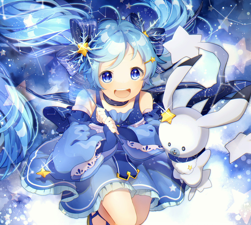 hatsune miku, yuki miku, and rabbit yukine (vocaloid and 1 more) drawn by komadori_ui