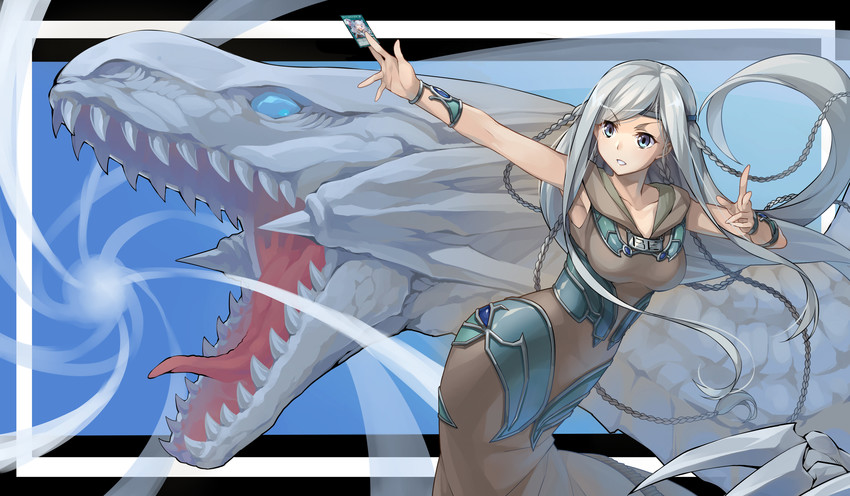 blue-eyes white dragon, maiden with eyes of blue, and burst stream of destruction (yu-gi-oh! and 1 more) drawn by frostcyco