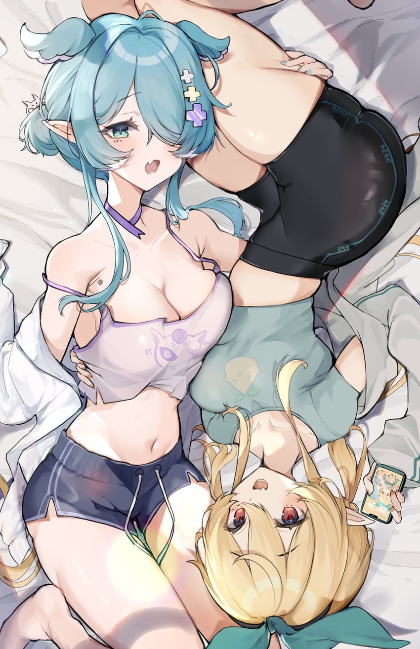 elira pendora, pomu rainpuff, pikl, and pomudachi (nijisanji and 1 more) drawn by oimo_0imo
