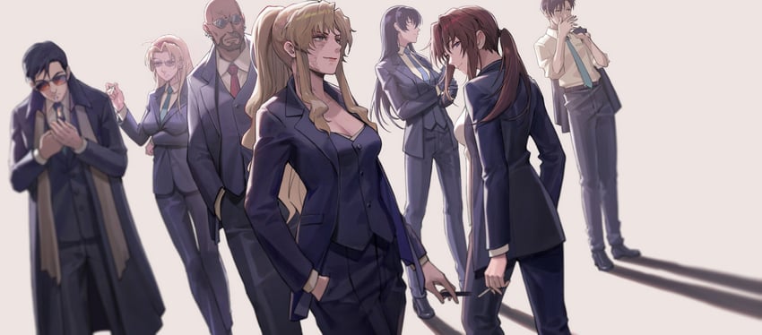 revy, balalaika, roberta, okajima rokuro, eda, and 2 more (black lagoon) drawn by lightofheaven
