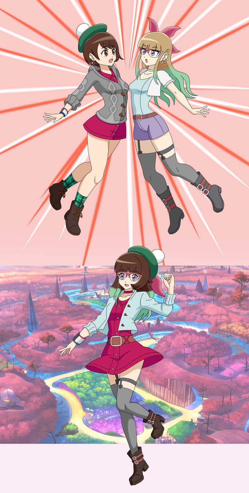 gloria and ohdo yuamu (pokemon and 5 more) drawn by ginyu1992