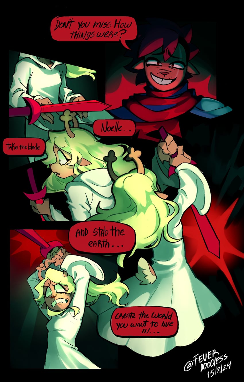 noelle holiday and december holiday (deltarune) drawn by fever_el_cacas