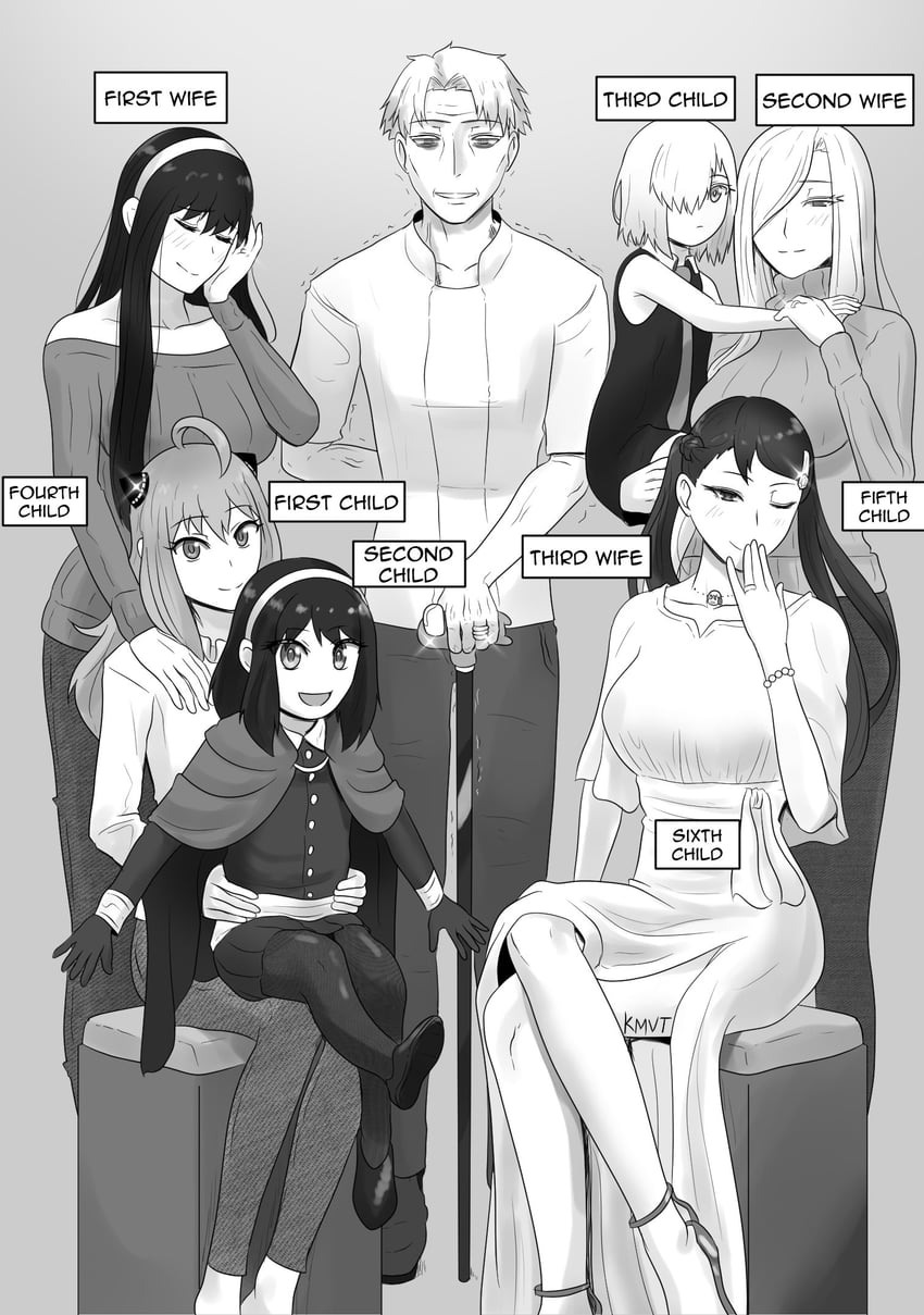 yor briar, anya, twilight, becky blackbell, and fiona frost (spy x family and 1 more) drawn by kmvt