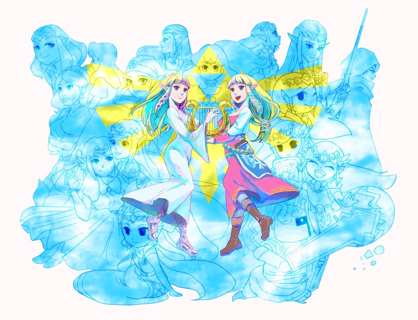princess zelda, toon zelda, and young zelda (the legend of zelda and 11 more) drawn by chichi_band