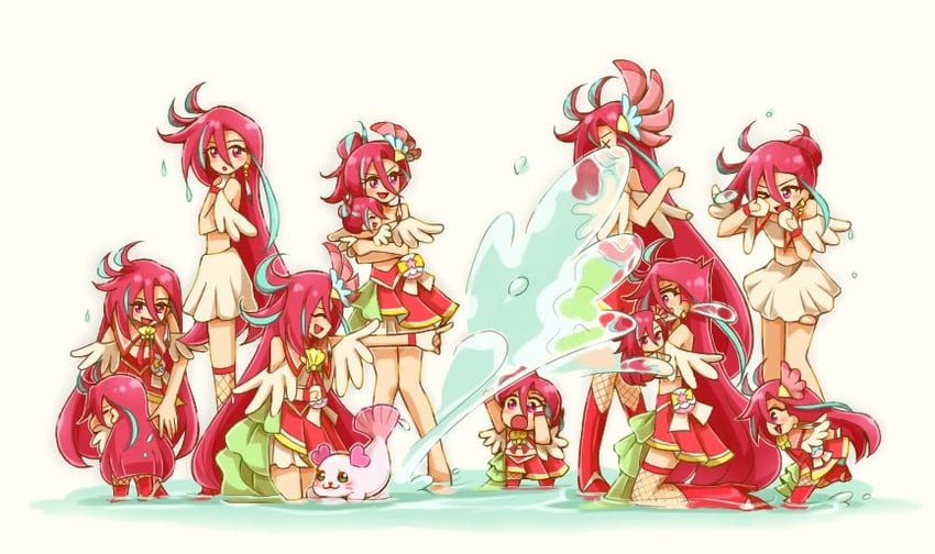 takizawa asuka, kururun, and cure flamingo (precure and 1 more) drawn by yuu13