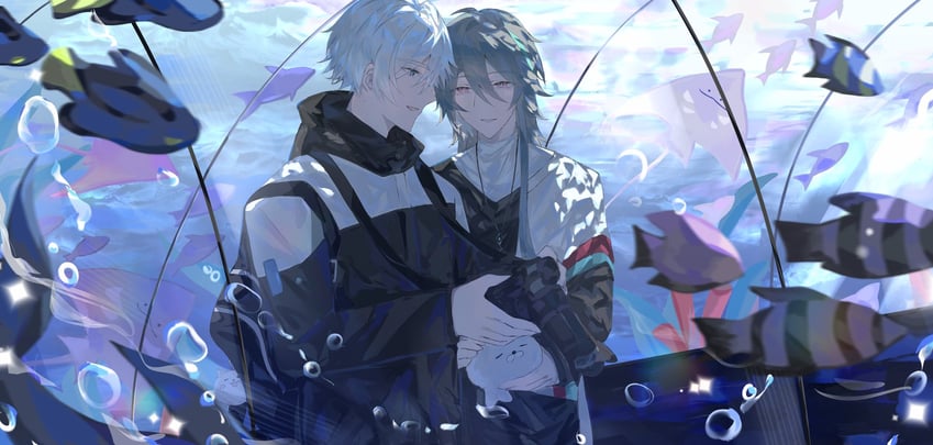 kevin kaslana and su (honkai and 1 more) drawn by wngmomo16