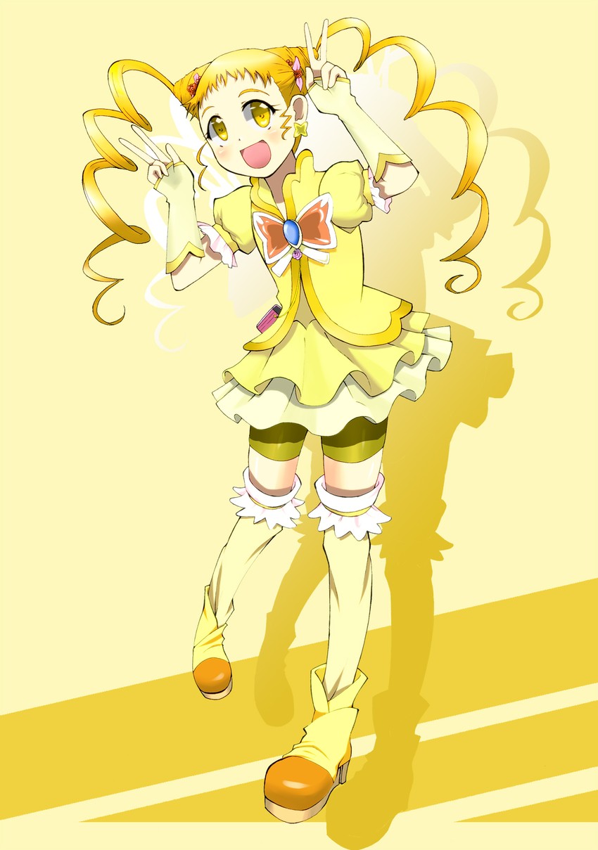 kasugano urara and cure lemonade (precure and 1 more) drawn by gyuniku