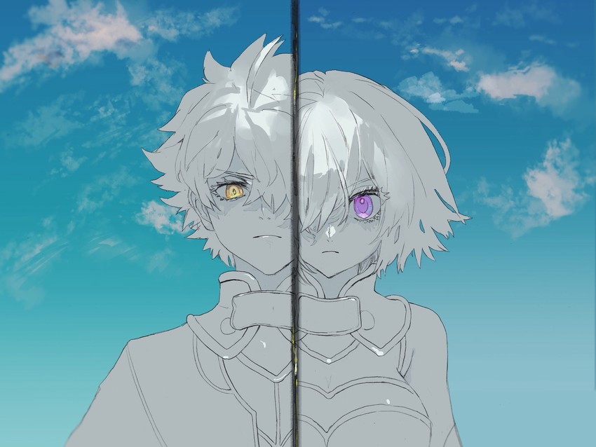 mash kyrielight and galahad (fate and 1 more) drawn by hallucitrus