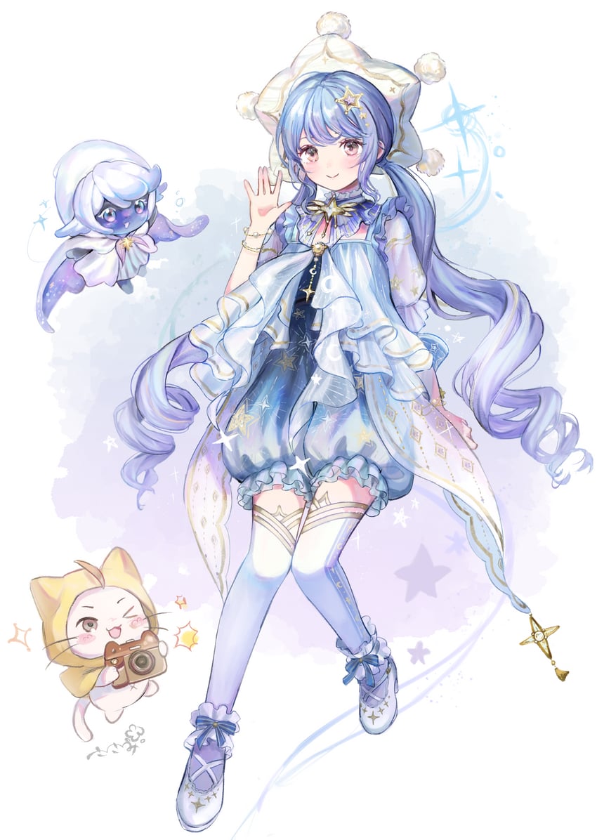nikki, momo, giroda, and starlet burst (nikki and 1 more) drawn by sasami_(shiroi_fuwafuwa)
