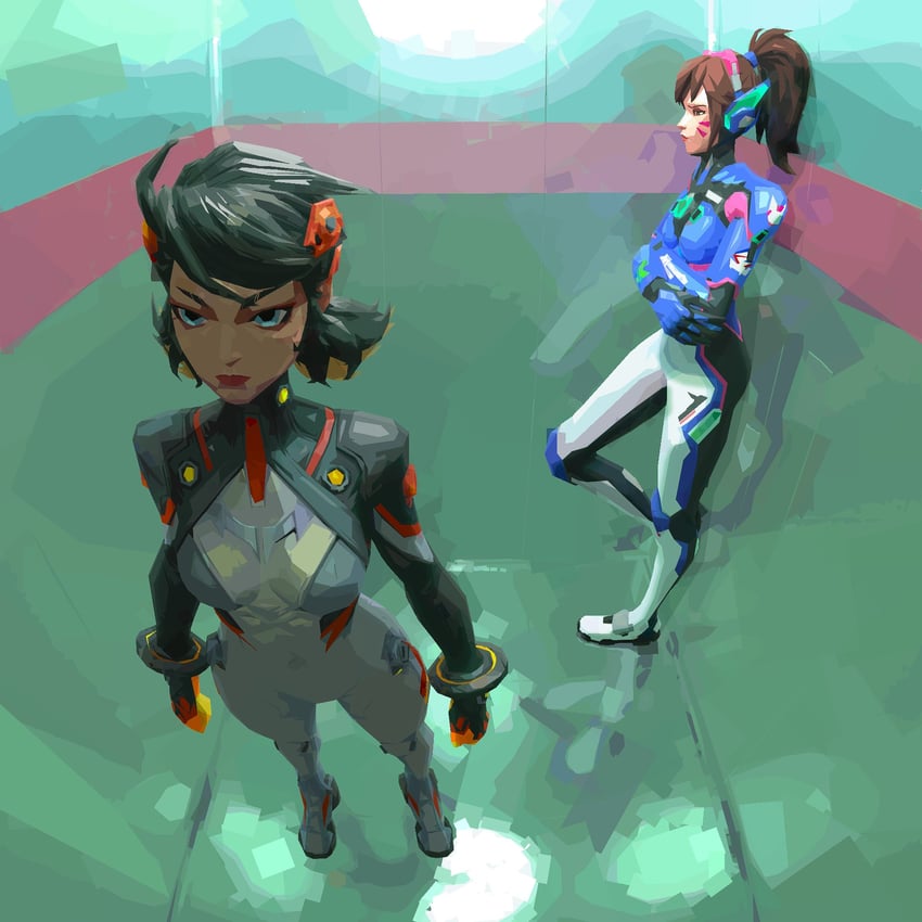 d.va and peni parker (neon genesis evangelion and 5 more) drawn by 2gbram